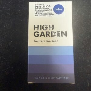 high garden fruity pebbles og live resin vape cartridge 1g
